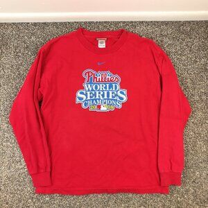 Nike Philadelphia Phillies Shirt 2008 World Series L/S Center Swoosh Youth Large
